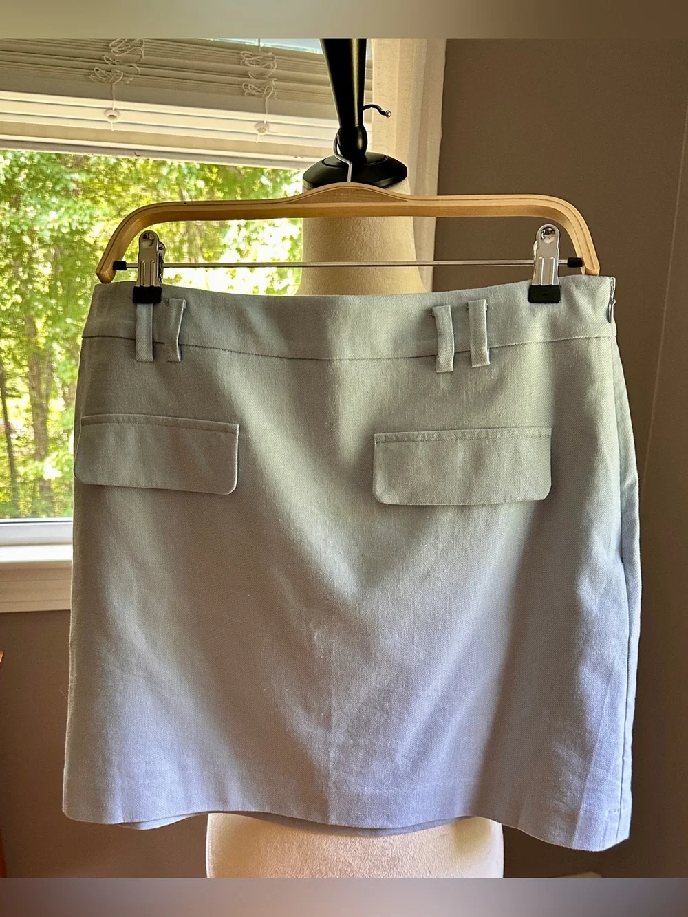 LOFT Pale Blue A-Line Skirt with Decorative Front Flaps